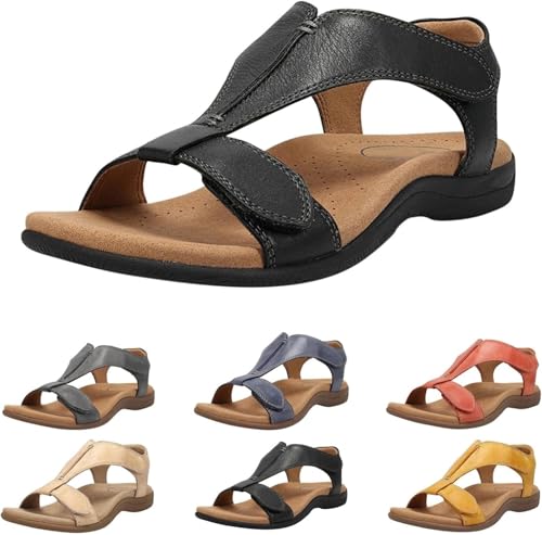 UPOI OrthoSun - Ergonomische Schmerzlinderungs-Sandalen Orthopädische Sandalen Damen Flache Sommer Elegant Mode Freizeit Klettverschluss Schuhe von UPOI