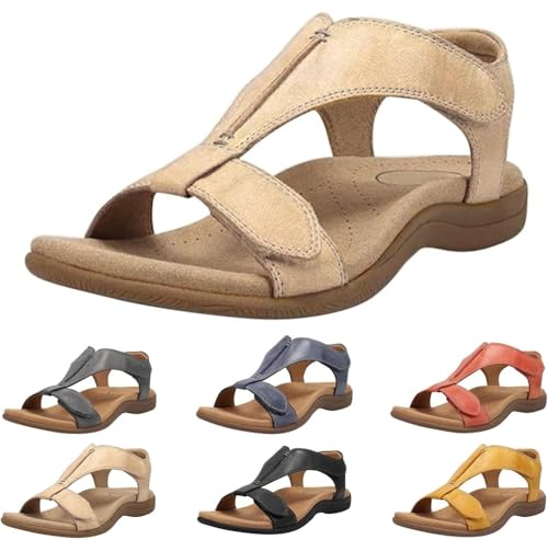 UPOI OrthoSun - Ergonomische Schmerzlinderungs-Sandalen Orthopädische Sandalen Damen Flache Sommer Elegant Mode Freizeit Klettverschluss Schuhe von UPOI