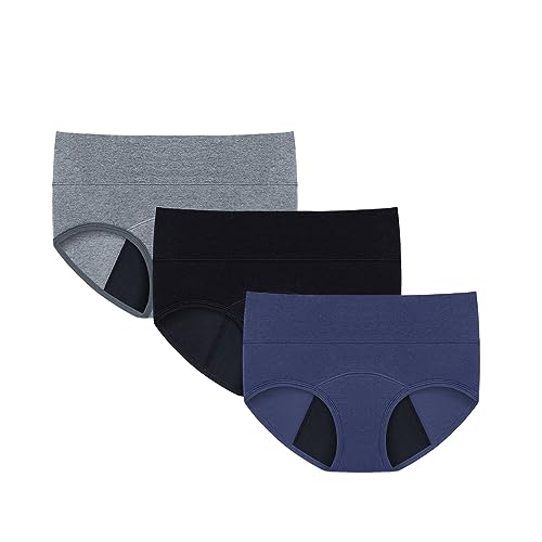 UPOI Perioden Unterwäsche Unterhosen Damen Stretch Baumwolle Hohe Taille Slips, Maschinenwaschbar Periodenslip Auslaufsichere von UPOI