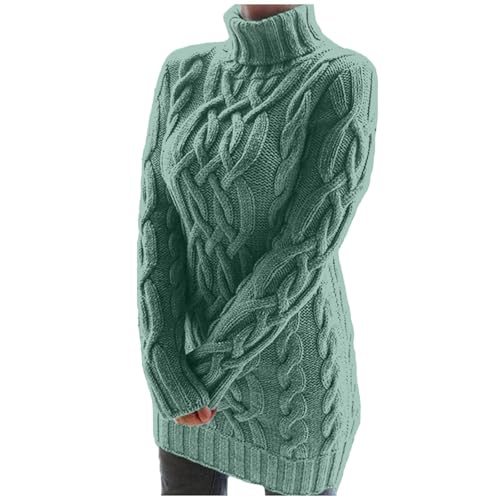 UPOI Pullover Damen Rollkragenpullover Damen-Pulloverkleid Herbst Winter Strickpullover Langarm Rollkragen Elegant Warm Sweater Lang Grobstrickpullover Vintage Sweatshirt von UPOI