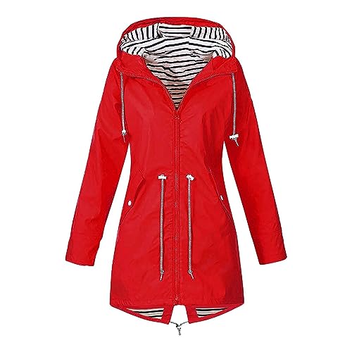 UPOI Regenjacke Damen wasserdichte Softshelljacke Outdoorjacke Atmungsaktive Packbare Übergangsjacke Leichte Jacke mit Kapuze für Frühlings Herbst zum Wandern Trekking Fahrrad von UPOI