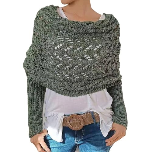 UPOI Scarf with Sleeves, Multifunctional Scarf with Sleeves for Women, Knitted Scarf Sweater Wrap with Sleeves, Boho Pashmina Scarf Cape, Knitted Scarf Women, Scarf Women's Winter, Scarf with Sleeves von UPOI