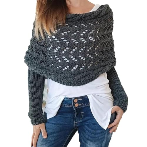 UPOI Scarf with Sleeves, Multifunctional Scarf with Sleeves for Women, Knitted Scarf Sweater Wrap with Sleeves, Boho Pashmina Scarf Cape, Knitted Scarf Women, Scarf Women's Winter, Scarf with Sleeves von UPOI