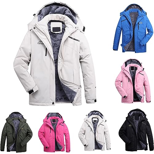 UPOI Softshelljacke damen/herrn wasserdicht lange Ärmel Unifarben Winterjacke Kerb-Kragen mädchen Fleecejacke mit Kapuze Schlanke Extra dick atmungsaktiv teddyjacke Sport Fashion von UPOI