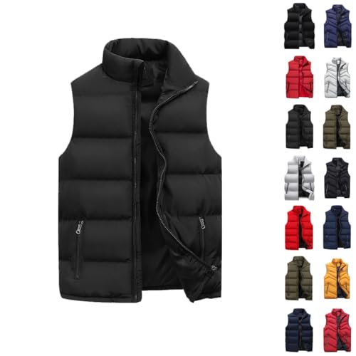 UPOI Steppweste Herren Weste mit Reißverschluss Taschen Daunenweste Leicht Warm Winter Westen Ärmellos Casual Outdoorjacke Übergangsweste Männer Jacke von UPOI