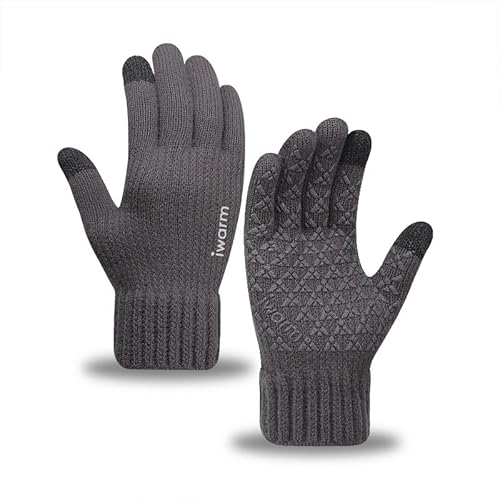 UPOI Strickhandschuhe Touchscreen, Verdickte Winterhandschuhe Warme Strick Handschuhe Fingerhandschuhe rutschfest Perfekt für Damen Herren Outdoor Radfahren Sport von UPOI