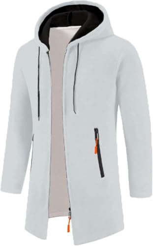UPOI Strickjacke Herren Lang Cardigan Mit Kapuze Reißverschluss Trachtenjacke Gestrickt Winterjacke Wintermantel Fleecejacke Männer Sweatjacke Casual Kapuzenjacke von UPOI