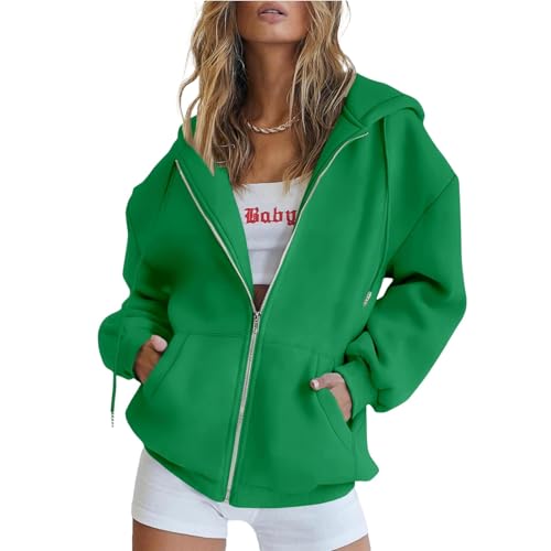 UPOI Sweatjacke Damen Herbst Pullover Sweatshirt Jacke mit Kapuze Sportjacke Damen Zipper Hoodie Kapuzenjacke Langarm Sweatshirts Sport Winter Casual Kapuzenpullover mit Reißverschluss von UPOI