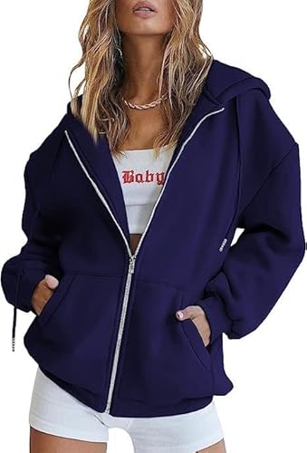 UPOI Sweatjacke Damen Herbst Pullover Sweatshirt Jacke mit Kapuze Sportjacke Damen Zipper Hoodie Kapuzenjacke Langarm Sweatshirts Sport Winter Casual Kapuzenpullover mit Reißverschluss von UPOI