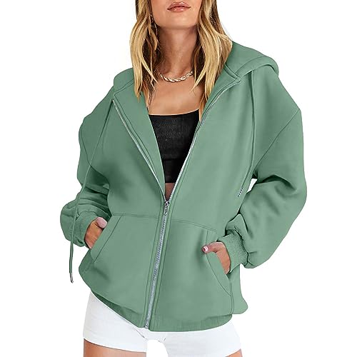 UPOI Sweatjacke Damen Oversize Pullover Sweatshirt Jacke Mit Kapuze Sportjacke Damen Zipper Hoodie Kapuzenjacke Langarm Sweatshirt Sport Style Casual Kapuzenpullover Mit Reißverschluss von UPOI