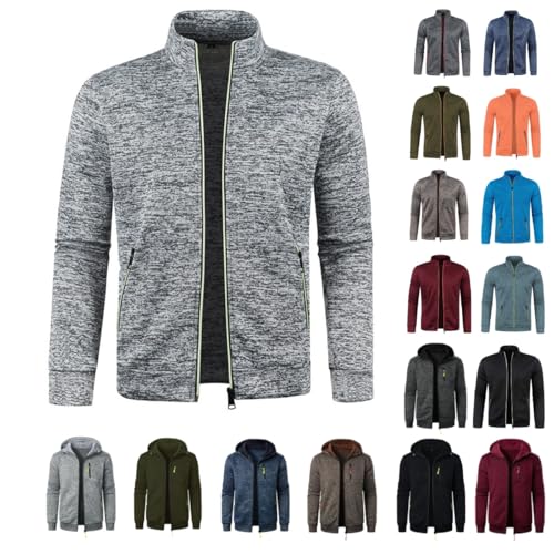 UPOI Sweatjacke Herren Ohne Kapuze mit Reissverschluss Sportjacke Casual Sweatshirt Jacke Zip Up Hoodies Männer Leicht Kapuzenjacke Outdoor Stehkragen Trainingsjacke Warm Kapuzenpullover von UPOI