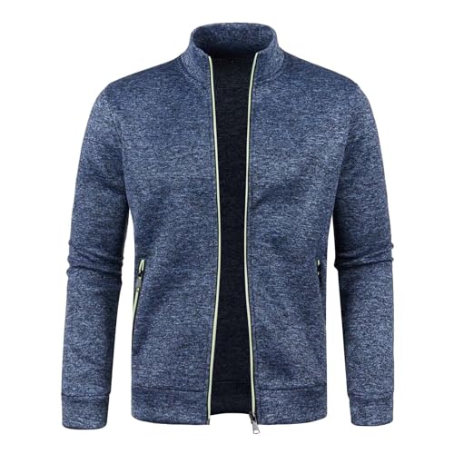 UPOI Sweatjacke Herren Ohne Kapuze mit Reissverschluss Sportjacke Casual Sweatshirt Jacke Zip Up Hoodies Männer Leicht Kapuzenjacke Outdoor Stehkragen Trainingsjacke Warm Kapuzenpullover von UPOI