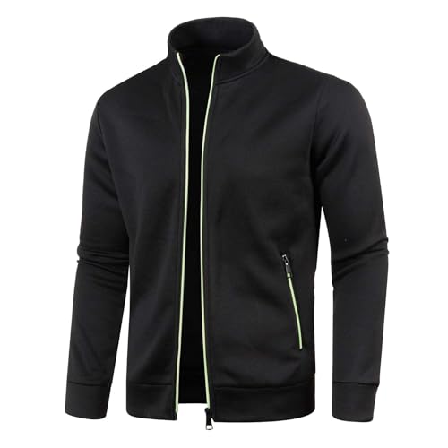 UPOI Sweatjacke Herren Ohne Kapuze mit Reissverschluss Sportjacke Casual Sweatshirt Jacke Zip Up Hoodies Männer Leicht Kapuzenjacke Outdoor Stehkragen Trainingsjacke Warm Kapuzenpullover von UPOI