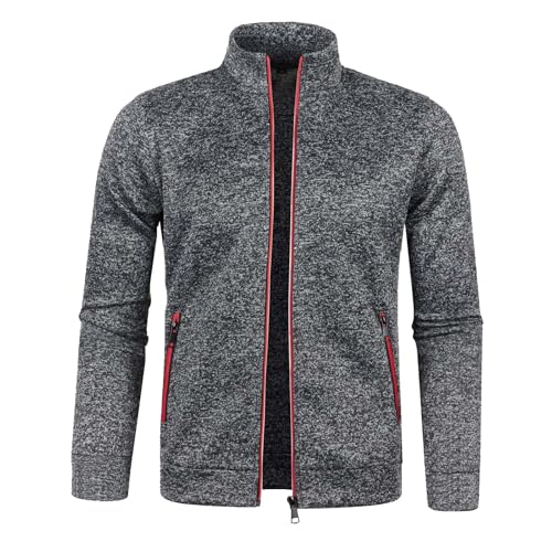 UPOI Sweatjacke Herren Ohne Kapuze mit Reissverschluss Sportjacke Casual Sweatshirt Jacke Zip Up Hoodies Männer Leicht Kapuzenjacke Outdoor Stehkragen Trainingsjacke Warm Kapuzenpullover von UPOI