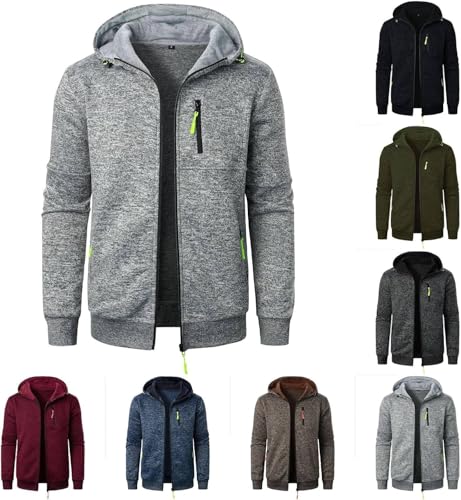 UPOI Sweatjacke Herren Ohne Kapuze mit Reissverschluss Sportjacke Casual Sweatshirt Jacke Zip Up Hoodies Männer Leicht Kapuzenjacke Outdoor Stehkragen Trainingsjacke Warm Kapuzenpullover von UPOI