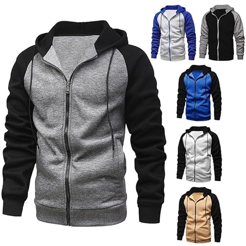 UPOI Sweatjacke Herren Zipper Hoodie Kapuzenjacke Herbst Sweatshirt Mit Kapuze Vintage Übergangsjacke Trachtenjacke Walk Wärmejacke Leichte Bequem Jacke Reißverschluss von UPOI