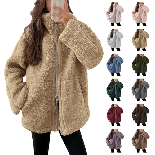 UPOI Teddyjacke Damen Winter Teddyfleece Jacke Doppelschieber Reißverschluss Winterjacke Thermal Teddy Wintermantel Einfarbig Revers Fleecejacke Flauschig Plüschjacke Freizeit Outdoor Fleecemantel UPOI Teddyjacke Damen Winter Teddyfleece Jacke Doppelschieber Reißverschluss Winterjacke Thermal Teddy Wintermantel Einfarbig Revers Fleecejacke Flauschig Plüschjacke Freizeit Outdoor Fleecemantel von UPOI