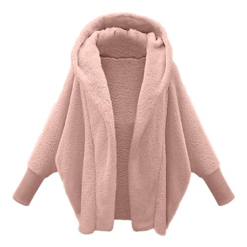 UPOI Teddyjacke Damen mit Kapuze Lang Plüschjacke Winter Warm Fleecejacke Casual Langarm Winterjacke Parka Outwear Kapuzenjacke Einfarbig Wintermantel Oberteile Jacke Mantel Dicke Freizeit Wollmantel von UPOI