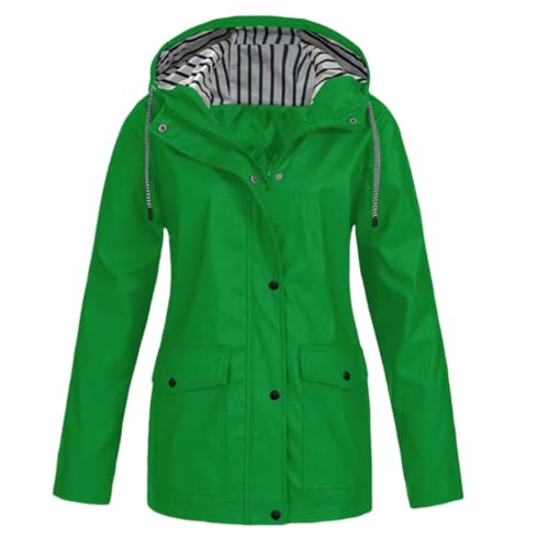 UPOI Übergangsjacke Damen Regenjacke Wasserdicht Regenmantel Windbreaker mit Kapuze Fahrradjacke Regencape Regenjacken Windjacke Wanderjacke Outdoor Jacken Radjacke Regenponcho Große Größe S - 5XL von UPOI