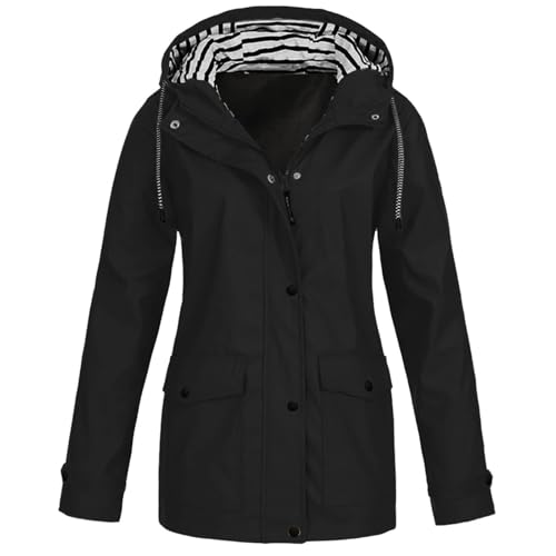 UPOI Übergangsjacke Damen Regenjacke Wasserdicht Regenmantel Windbreaker mit Kapuze Fahrradjacke Regencape Regenjacken Windjacke Wanderjacke Outdoor Jacken Radjacke Regenponcho Große Größe S - 5XL von UPOI