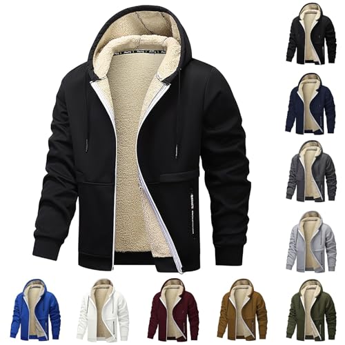 UPOI Winter Jacket Men's Lined Jacket with Hood Men Plain Coat with Zip Men's Windproof Outdoor Jacket Warming Jacket Coat Winter Coat von UPOI