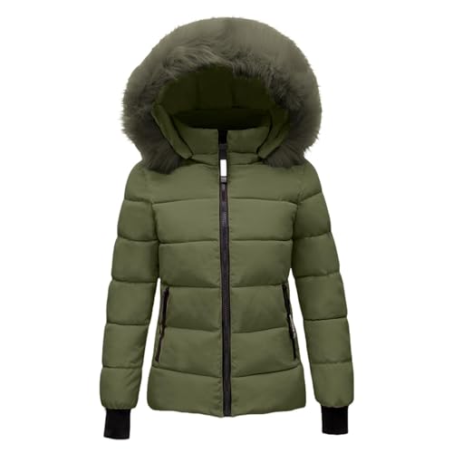 UPOI Winterjacke Damen Elegant Puffer Jacke Winter Leichte Steppjacke Winterjacke Wintermantel Flauschig Daunenjacke Kurz Dicke Winddichter Mantel Outdoor Jacken mit Kapuze und Warmer Tasche von UPOI