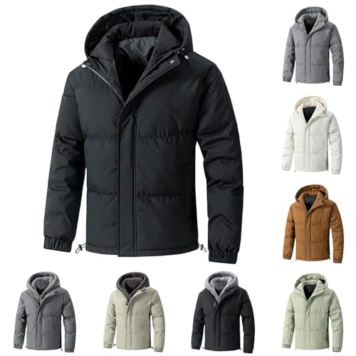 UPOI Winterjacke Herren Einfarbiges Jacke mit Kapuze Männer Pufferjacke Steppjacke mit Reißverschluss Down Coat Winddicht Windbreaker Outdoorjacke Warme Jacke Mantel Herbstjacke Wintermantel von UPOI