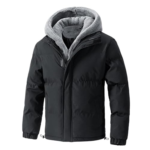 UPOI Winterjacke Herren Einfarbiges Jacke mit Kapuze Männer Pufferjacke Steppjacke mit Reißverschluss Down Coat Winddicht Windbreaker Outdoorjacke Warme Jacke Mantel Herbstjacke Wintermantel von UPOI