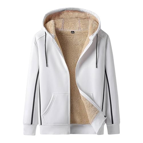UPOI Winterjacke Herren Fleecejacke Warm Gefüttert Skijacke Outdoor Warme Jacke Verdickt Funktionsjacke mit Kapuze Reißverschluss Wintermantel Sweatjacke Langarm Kapuzenpullover von UPOI