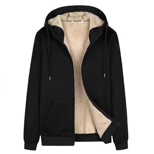 UPOI Winterjacke Herren Fleecejacke Warm Gefüttert Skijacke Outdoor Warme Jacke Verdickt Funktionsjacke mit Kapuze Reißverschluss Wintermantel Sweatjacke Langarm Kapuzenpullover von UPOI