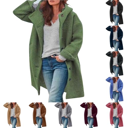 UPOI Winterjacke für Damen Lang Wollmantel Herbst Winter Jacke Parka Warm Wolljacke Locker Trenchcoat Mit Taschen Mäntel Wintermantel von UPOI