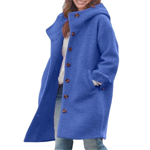 UPOI Winterjacke für Damen Lang Wollmantel Herbst Winter Jacke Parka Warm Wolljacke Locker Trenchcoat Mit Taschen Mäntel Wintermantel von UPOI
