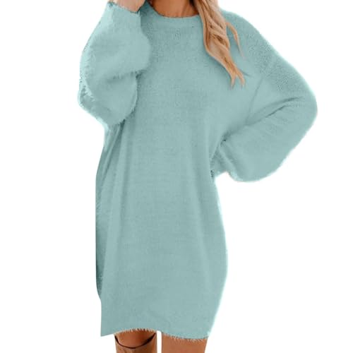 Women's Long Jumper Oversize Sweatshirt Dress Loose Long Sleeve Winter Dress with Bat Warm Jumper Dress Beautiful Sweaters Casual Round Neck Elegant Pullover Fashionable Shirt Dress von UPOI