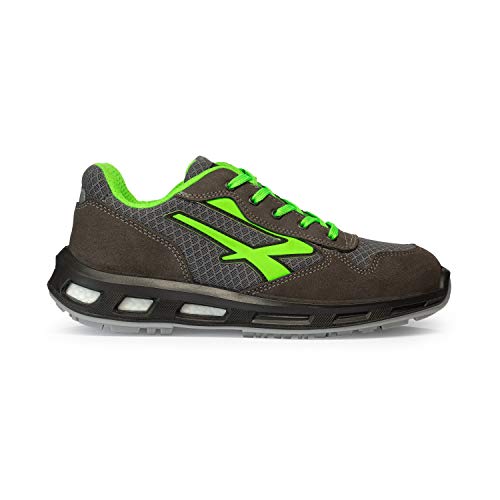 U-Power Red Lion Point, Unisex-Sicherheitsschuhe, leichte, flexible, pannensichere Lederturnschuhe, mit Infinergy-Einsatz, mit Aluminium-Zehenkappen - Grey & Green 36 von UPOWER