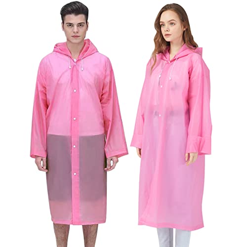 UPSEN Regenponcho Regenjacke Regenmantel für Herren Damen Wasserdicht, 2 Stück Wiederverwendbar Regencape Regenbekleidung für Wandern Camping Radfahren Reisen (Rosa) von UPSEN