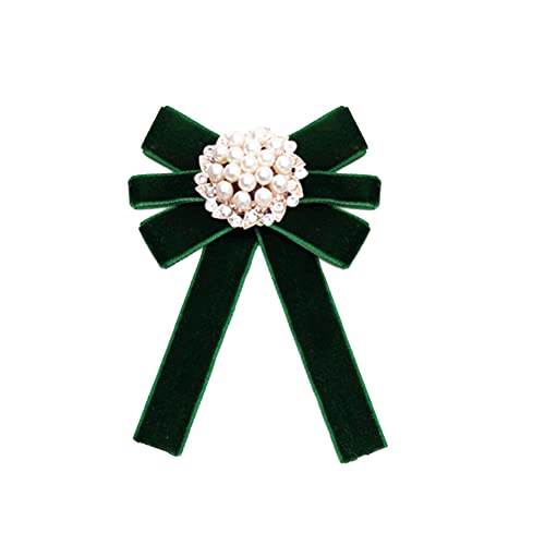 UPSTORE Mode Schleifenbrosche Faux Perle Strass Brosche Pin Vorgebundene Fliege Kragenhemd Kleid Dekoration Bowknot Brosche Pin Kleidung Schmuck für Amen Mädchen Hochzeitsfeier (Grün) von Upstore