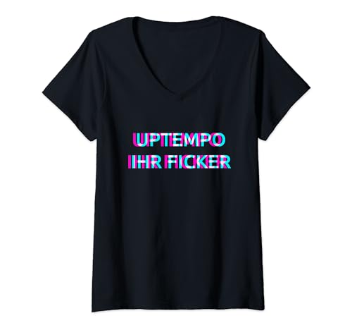 Damen Uptempo Ihr Ficker Hardcore Gabber Rave Festival Tekk Hakken T-Shirt mit V-Ausschnitt Damen Uptempo Ihr Ficker Hardcore Gabber Rave Festival Tekk Hakken T-Shirt mit V-Ausschnitt von UPTEMPO