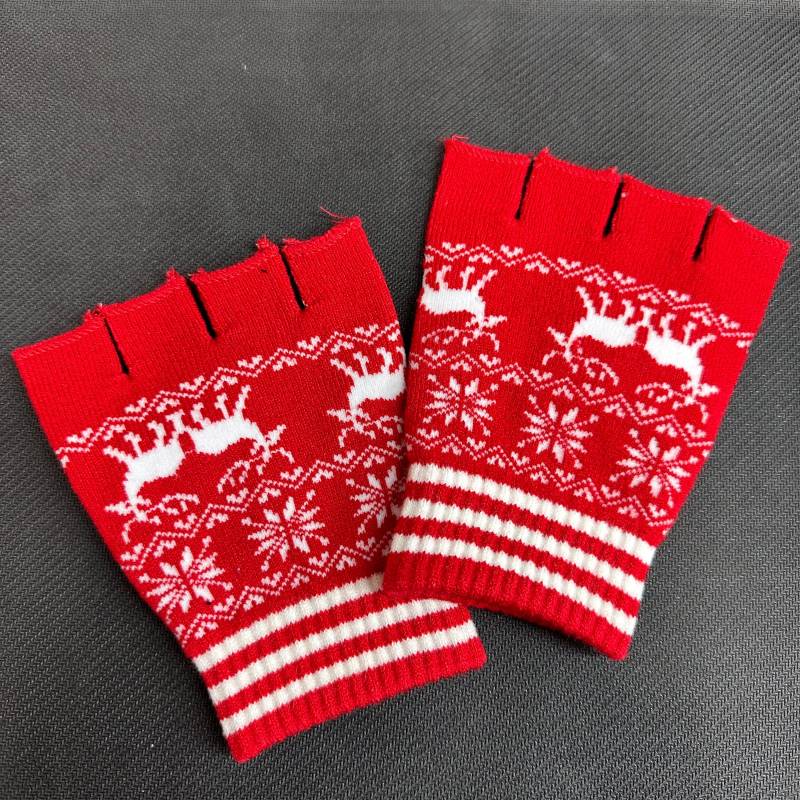Frohe Weihnachten Rentier Winter Warme Fingerlose Handschuhe Halbe Finger von UPUPAWAYJT