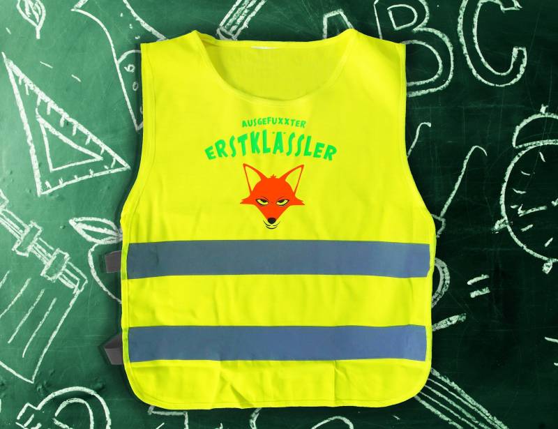 Warnweste Schulkind, Sicherheitsweste 1. Schultag, Einschulung, Erstklässler Warnweste, Schulanfänger "Ausgefuxxter Erstklässler" von UPdesignShopping