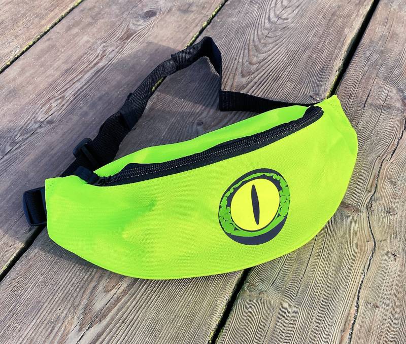 Gürteltasche Reflektorauge, Bauchtasche Neongelb, Crossbodybag, Hüfttasche in Warnfarbe, Tasche Für Radfahrer, Krokodil Iris von UPdesignShopping