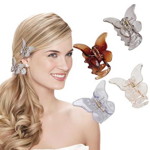 UQMIQURA 4 Stück Schmetterling Haarklammer Klein, Haarklammer Schmetterling für Frauen, Rutschfeste Haarspange Matte Haar Klammern für Frauen Mädchen Damen Dickes Haar von UQMIQURA