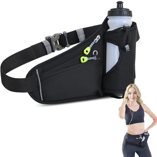 UQMIQURA Laufgürtel für Handy, Gürteltasche mit Flaschenhalter, Verstellbar Hüfttasche Damen und Herren, Hüfttasche Running Belt, Bauchtasche für Trinkflasche zum Joggen, Laufen, Sport, Fitness von UQMIQURA