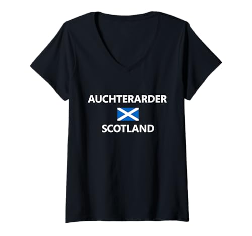 Damen Auchterarder Schottland Schottische Flagge Stadt T-Shirt mit V-Ausschnitt Damen Auchterarder Schottland Schottische Flagge Stadt T-Shirt mit V-Ausschnitt von UQNBXTpYBLWJHBSY Creations Co