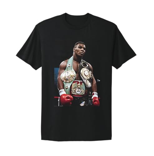 UR ANMEI Mike Tyson T-Shirt, Schwarz, L, Cartoon-Motiv, Herren, Kurzarm, Lockere Passform, Klassisches Grafik-T-Shirt von UR ANMEI