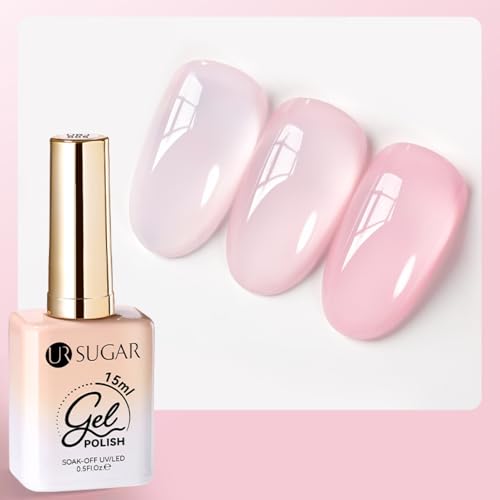 UR SUGAR UV Nagellack Jelly, 15ML Gel Nagellack Transparent Rosa Nägellack Natural Farbe, Jelly Nail Polish UV LED Rosa für Anfänger Nageldesign DIY zu Hause und Nagelstudio von UR SUGAR