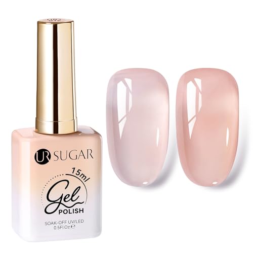 UR SUGAR UV Nagellack Jelly Rosa, 15ML Gel Nagellacks Transparent U V Nagellack Natural Farbe, Jelly Nail Polish UV LED Klar Soak-Off für Nägel Anfänger Nageldesign DIY zu Hause von UR SUGAR