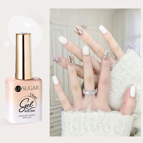 UR SUGAR UV Nagellack Weiß, 15ML Gel Nagellacks Weiß French Maniküre Gel Nail Polish UV LED Soak Off Gelnägel, Nagellack für Nageldesign Salon von UR SUGAR