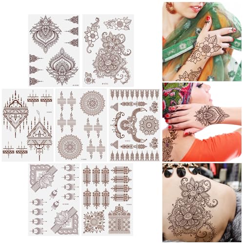 URAQT 7 Blatt Temporäre Tattoos,Rotbraun Temporäre Klebetattoos Aufkleben Damen Wasserdicht Festival Tattoos Aufkleber für Arme Brust Rücken Beine URAQT 7 Blatt Temporäre Tattoos,Rotbraun Temporäre Klebetattoos Aufkleben Damen Wasserdicht Festival Tattoos Aufkleber für Arme Brust Rücken Beine von URAQT