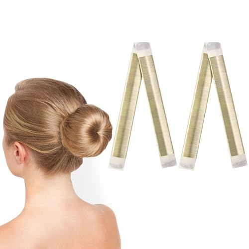 URAQT Dutt Maker, 2er Pack Flechthilfe Haare Mädchen Und Damen, Haarstrickwerkzeug Zubehör DIY-Haarstyling für Lange und Kurze Haare,Braun Donut Hair Bun Maker für Kinder Dutt Haar（Cremefarben） von URAQT