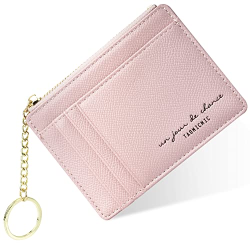 URAQT Geldbörse Damen, Mini PU Leder Portmonee für Herren und Frauen, Kleines Zipper Portemonnaie mit 8 Kartenfächern, Schmal Kurzer Geldbeutel Wallet Klein Brieftasche Schlanke Geldbörsen(Rosa) von URAQT
